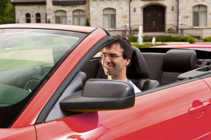Successful Cleaning Guy in Convertible